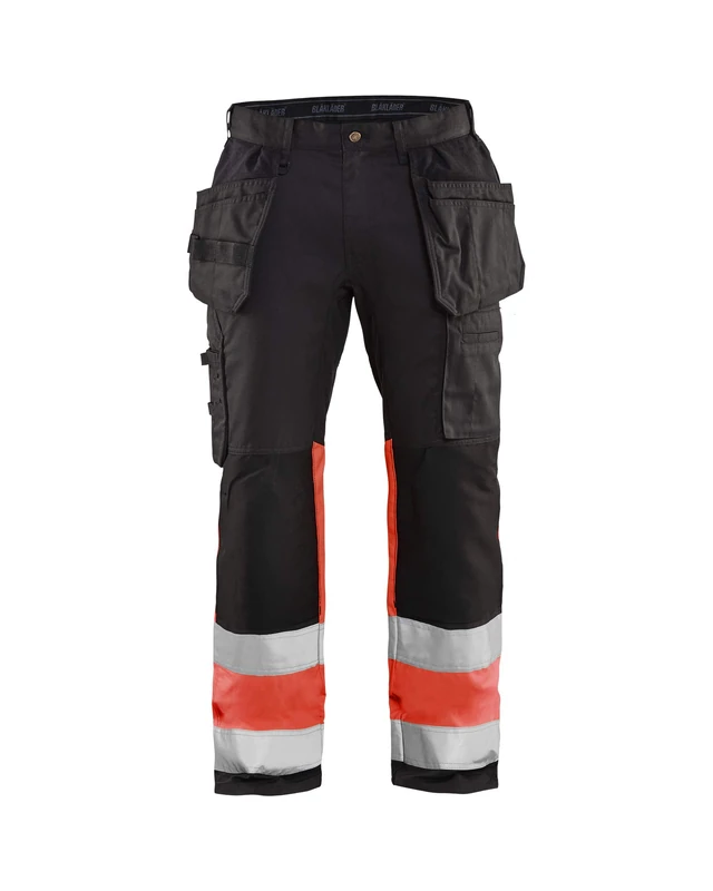 BLÅKLÄDER Hi Vis Trousers Stretch Men 30R Black/Red