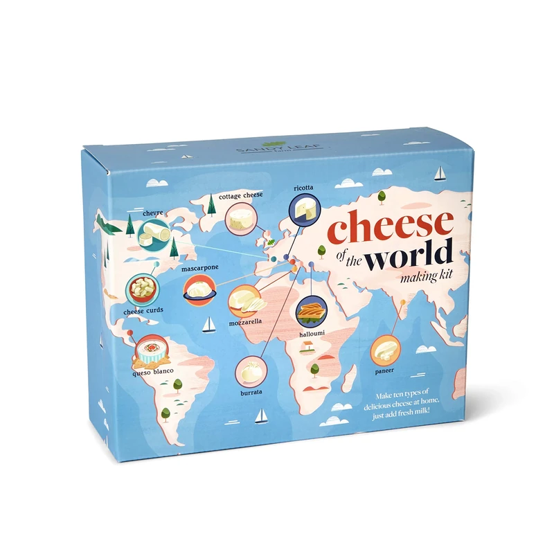 Cheese of the World Making Kit - 10 Cheese - Thermometer included - Make your own Mozzarella, Halloumi, Burrata, Paneer, Queso Blanco, Ricotta, Mascarpone, Chevre and more