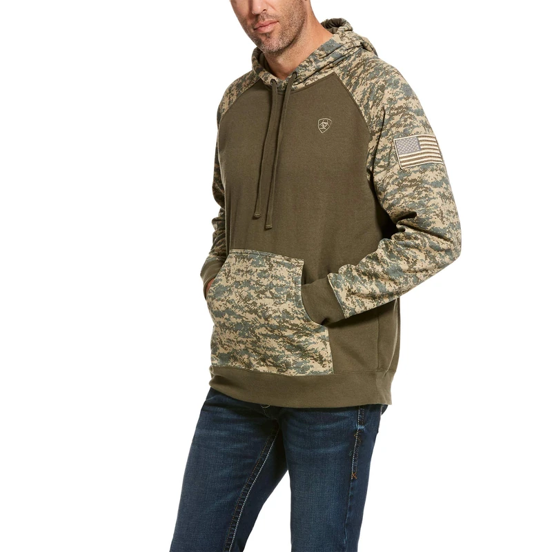 ARIAT Men's Patriot Hoodie Sage Camo Size Medium - Image 1