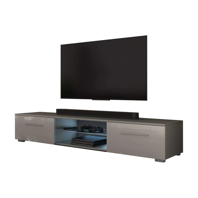 Selsey TV Lowboard Grey Matt/Grey High Gloss with LED 140 x 40 x 36