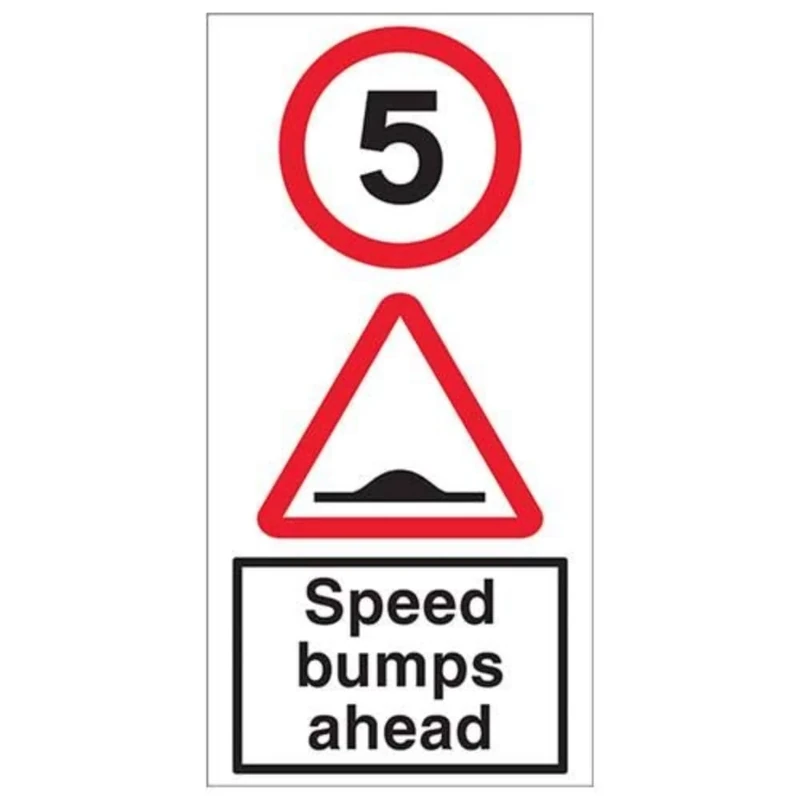 5 MPH Speed Bumps Ahead w/channel - 3mm AlumComp RA1 Anti Graffiti - 450x900mm