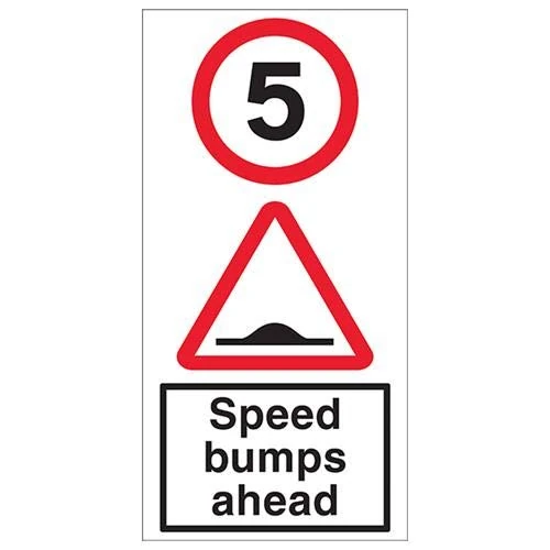 5 MPH Speed Bumps Ahead - 3mm AlumComp RA1 Anti Graffiti - 450x900mm