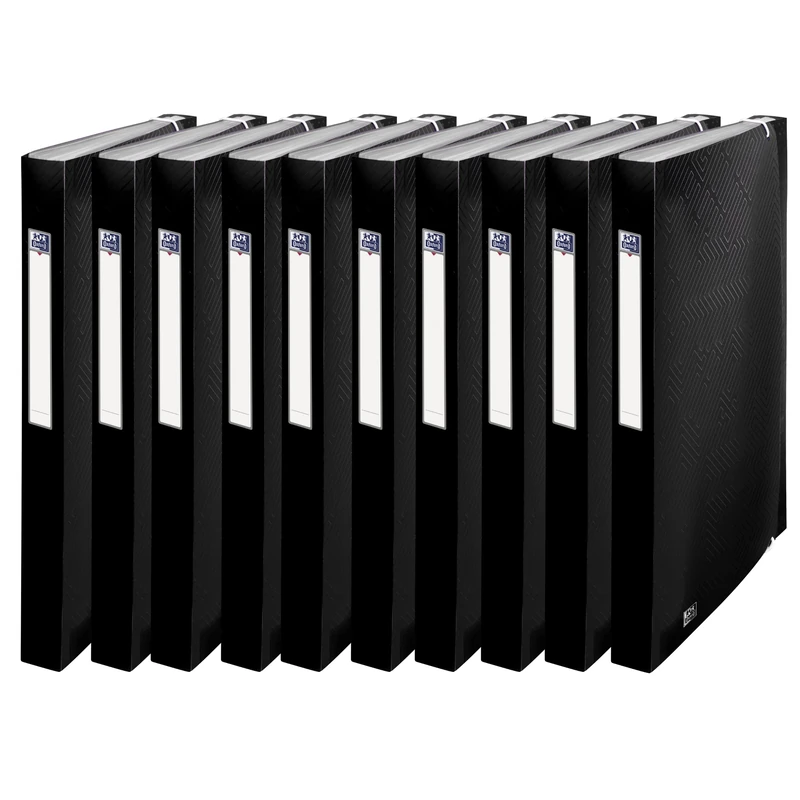 Oxford 10 x A4 12 Pocket Expanding File Black Plastic with Elastic Band