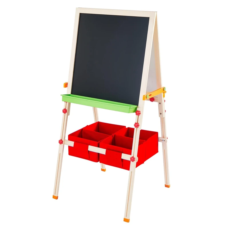 Kids Easel Chalkboard Blackboard Whiteboard Adjust Height Teamson Kids TK-FB028R