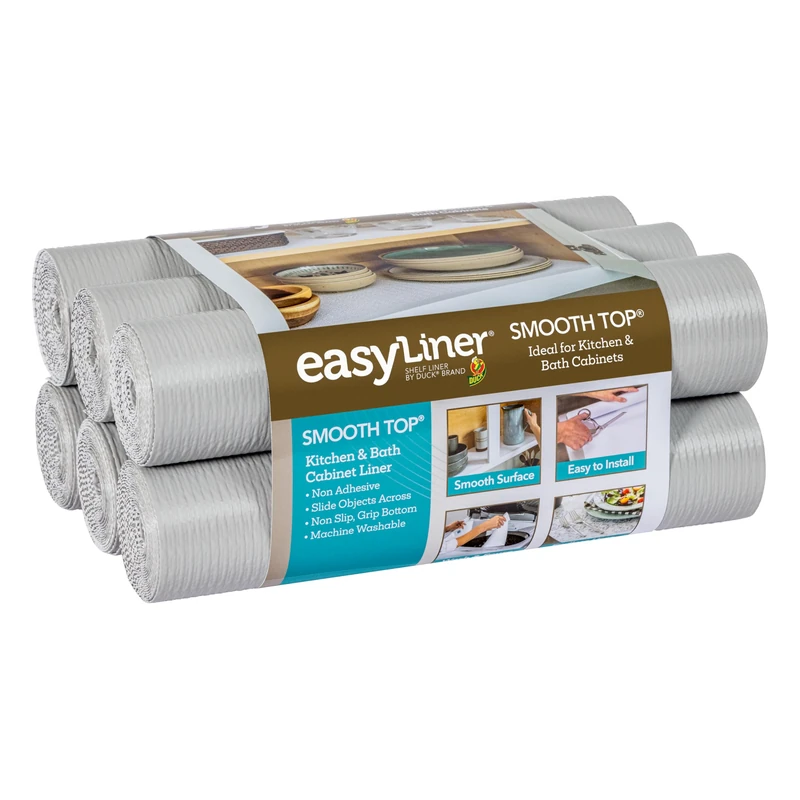 Duck Smooth Top EasyLiner, 12-inch x 10 Feet, x 6 Rolls, Gray