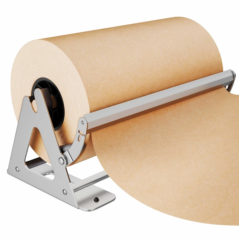 Paper Roll Dispenser and Cutter - Heavy Duty Kraft, Freezer, and Butcher Paper Dispenser - Non-Slip and Wall Mountable (18 Inches)(Up to 500ft Rolls)