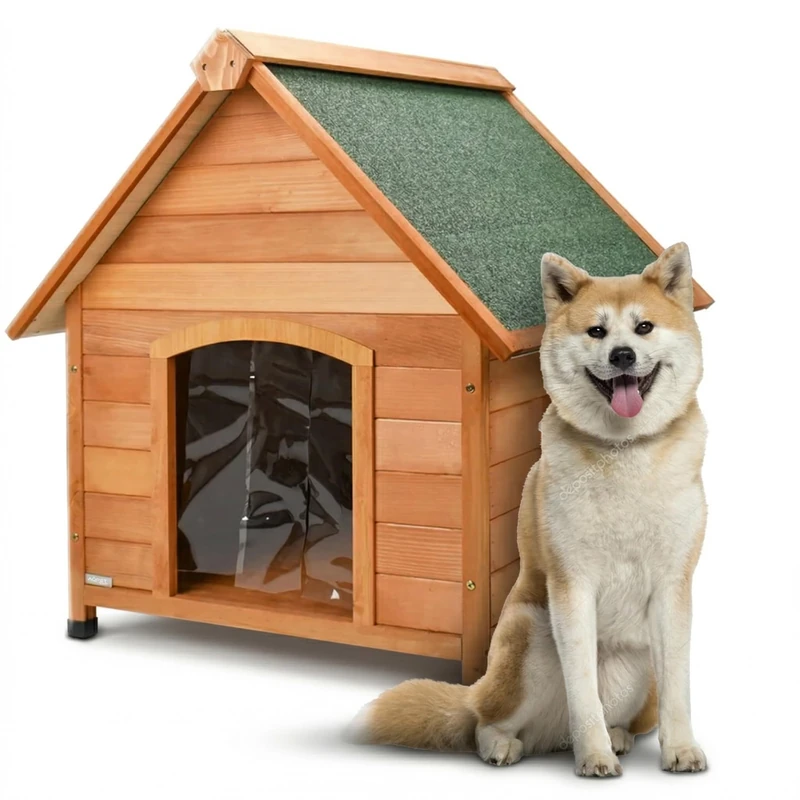 AQPET XL/XXL Wooden Dog Kennel for Outdoor with Pitched Roof Waterproof and Thermal Tent, Insulated Dog House for Indoor and Outdoor Use, Weather Resistant, 91 x 126 x 104 cm
