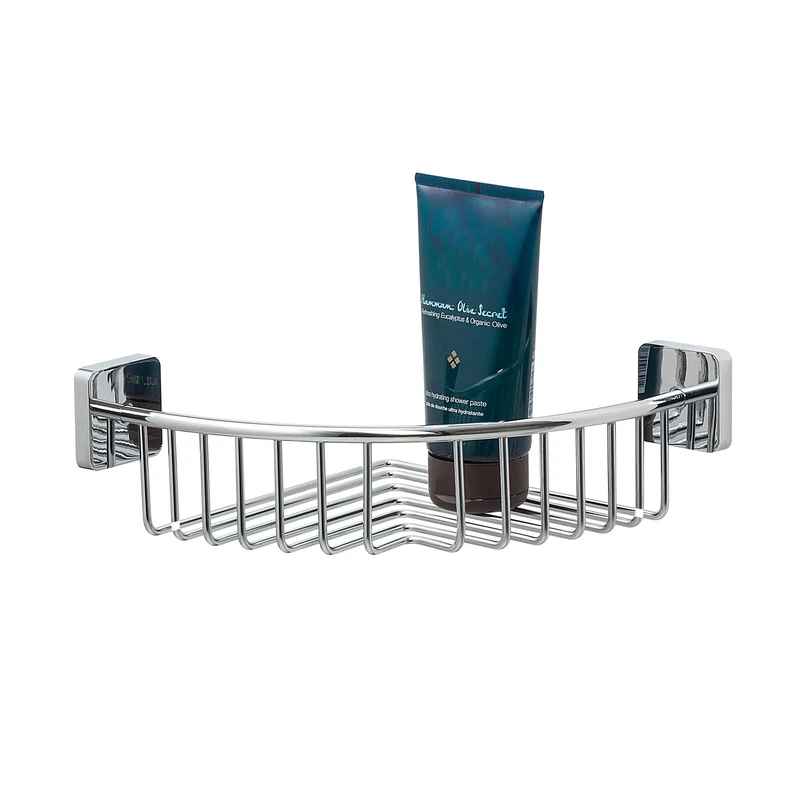 Tiger Onu Corner Shower Basket, Stainless Steel, Chrome, 21.8 x 8.4 x 21.8 cm