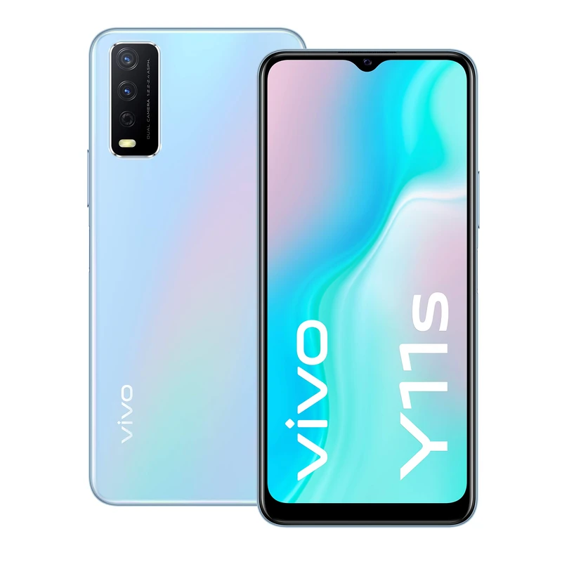 Vivo Y11s, Glacier Blue, 3+32GB, 6.51 Inch Halo Fullview HD+ Display, Side Fingerprint and Face Wake, 5000mAh Battery, AI Dual Camera, Sim Free Smartphone, Dual Sim + 2 Year Warranty - Image 1