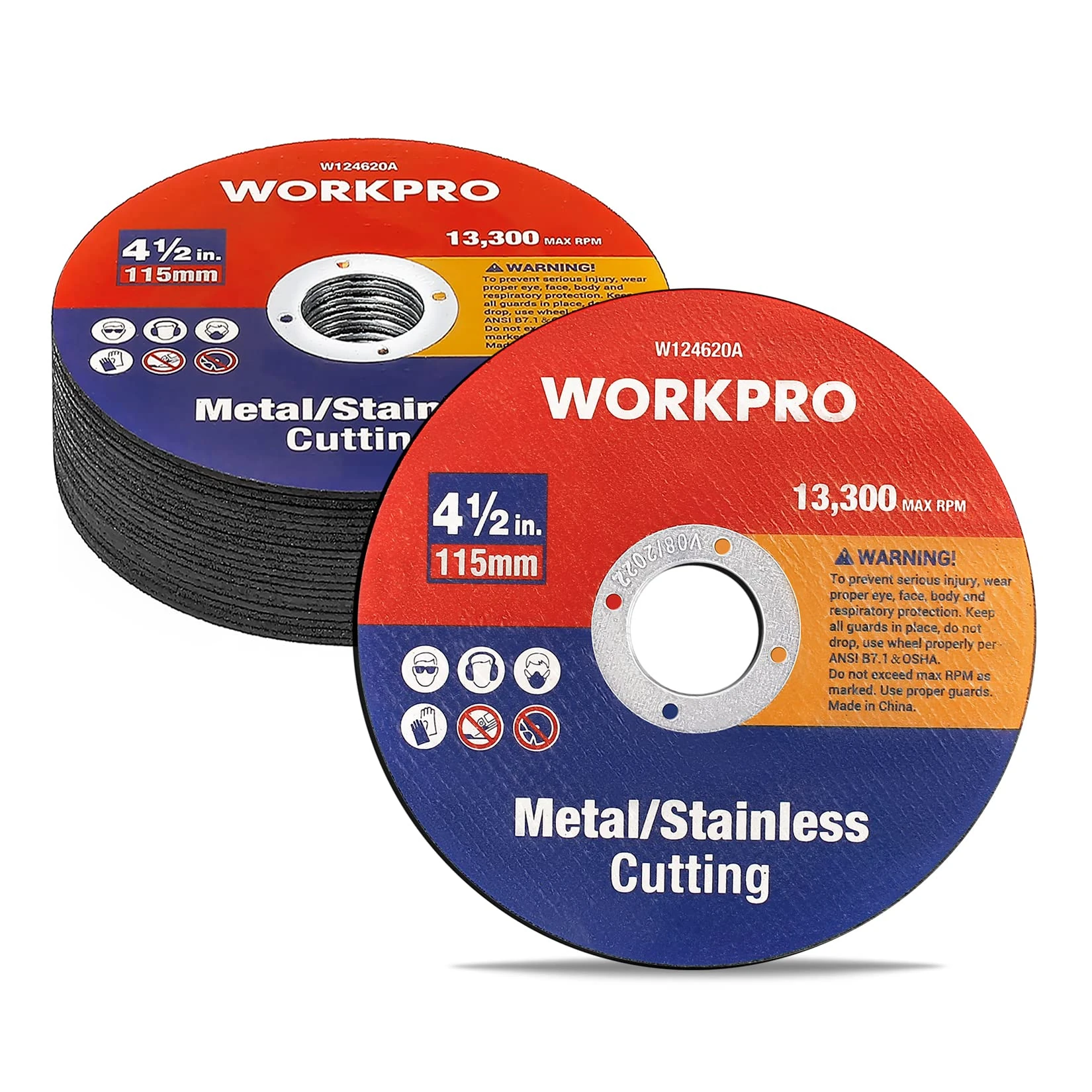 WORKPRO 115 mm Metal Cutting Discs, 20-pack Cut Off Wheels, Abrasive Metal and Stainless Steel Cutting Wheels, 1.2mm Thin Cutting Disc for Angle Grinder