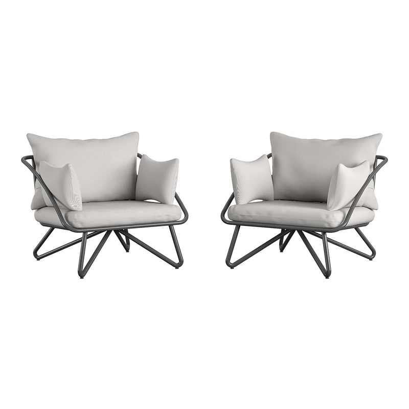 Novogratz Teddi Outdoor Lounge Chairs, 2-piece, Charcoal