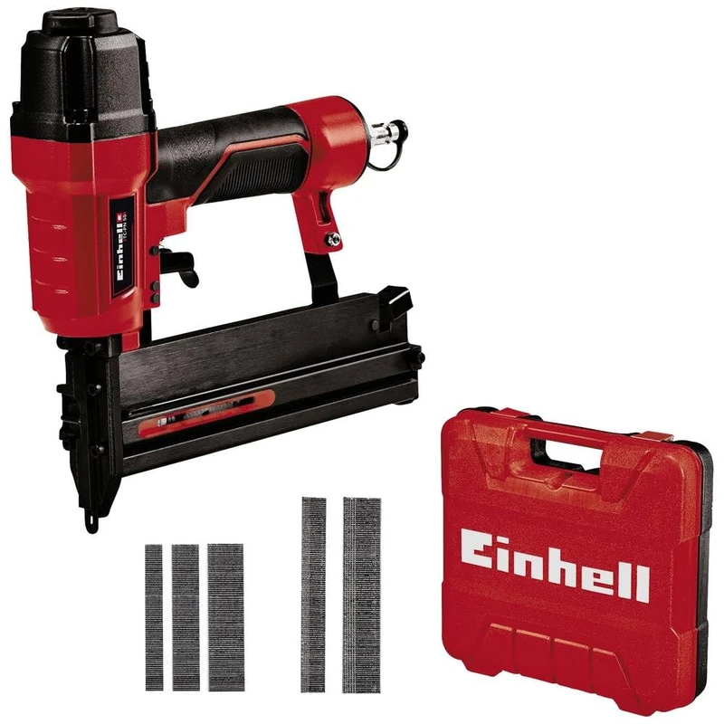 Einhell TC-PN 50 Compressed Air Stapler (2-in-1 Combination Device Stapler & Nailer, Safety Nose, Includes 1,500 Staples & 2,000 Nails, Oil Bottles (Without Oil), Plug Nipple, Transport Case)