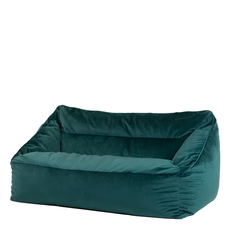 icon Cecilia Velvet Bean Bag Sofa, Teal Green, Floor 2 Seater Sofa, Large Adult Bean Bag with Filling Included, Living Room, Living Room Furniture