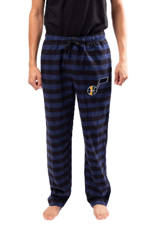 Ultra Game NBA Utah Jazz Mens Sleepwear Super Soft Flannel Pajama Loungewear Pants, Navy, Medium