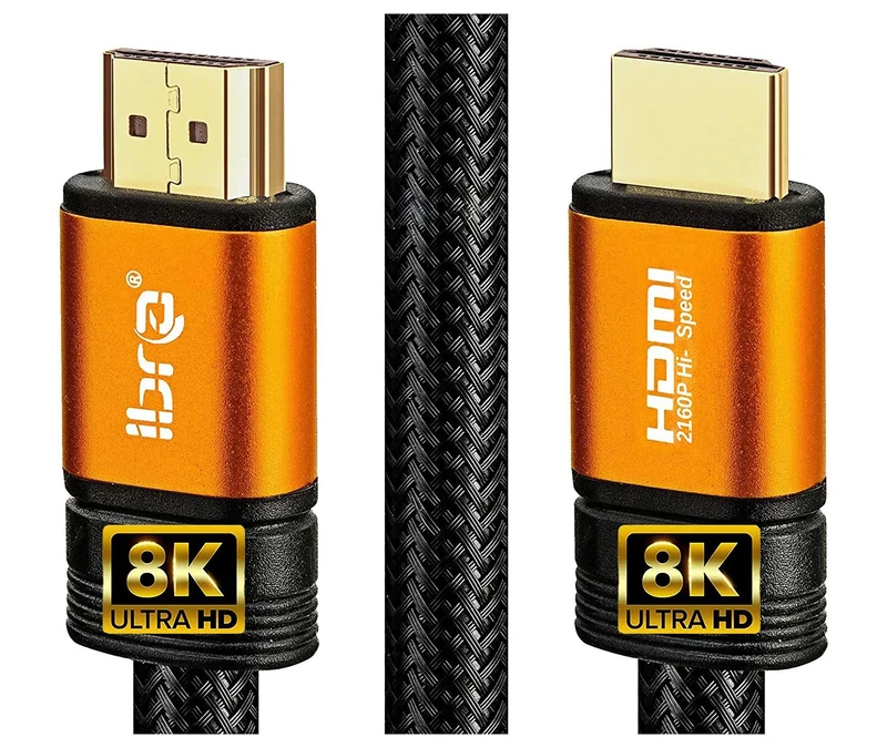 IBRA 8K/4K High-Speed, Ultra HD HDMI Cable 2.1, Supports 3D Formats and with Audio Return Channel, 1m