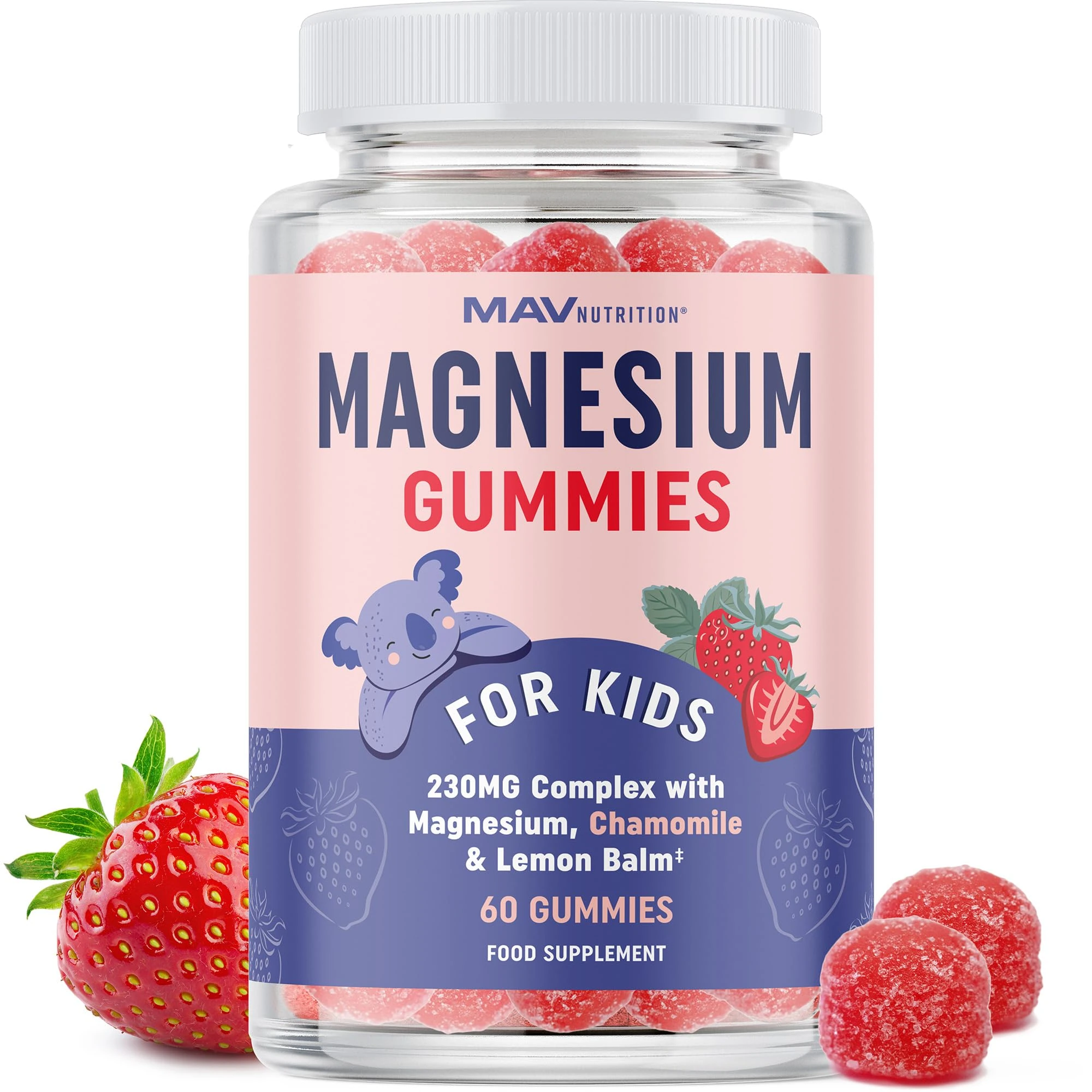 Magnesium Gummies for Kids Relaxation & Natural Wake-Rest Cycles | Relaxing Magnesium for Children with Chamomile & Lemon Balm | Non-GMO, Gluten-Free & Third-Party Tested | Calming Gummies 60 Ct