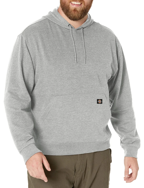 Dickies, Men's, MIDWEIGHT PULLOVER FLEECE HOODIE REGULAR, HEATHER GREY, L