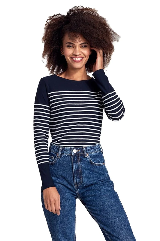 Armor Lux Women's Arzal Sweater, Rich Navy/White, UK 20