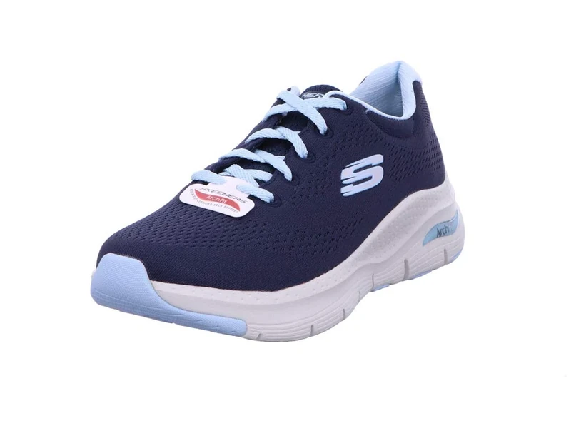 Skechers Women's Arch Fit Big Appeal Sneaker,Navy Knit Mesh / Lt Blue Trim,4.5 UK