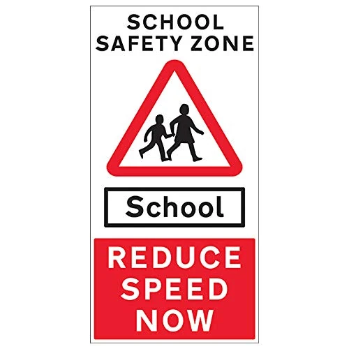 V Safety School Reduce Speed W/Channel - 3mm Alumcomp Ra1 Anti Graffiti - 450x900mm