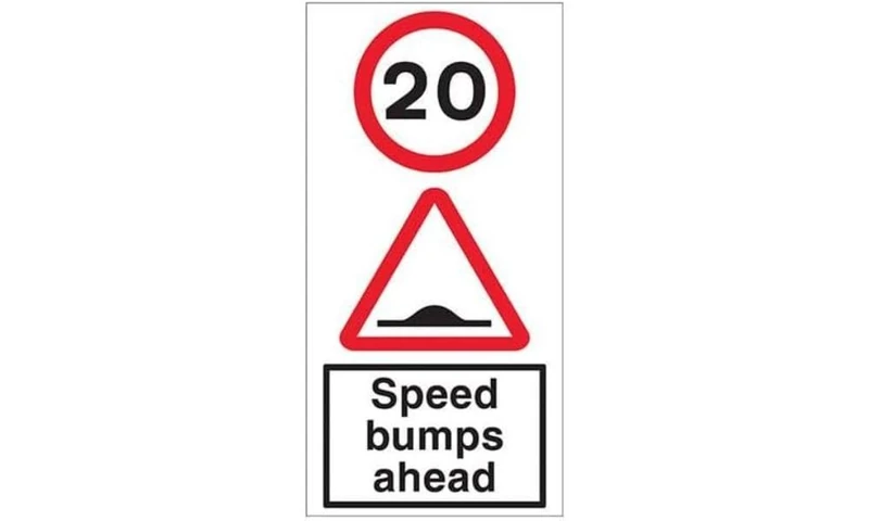 20 MPH Speed Bumps Ahead - 3mm AlumComp RA1 Anti Graffiti - 450x900mm