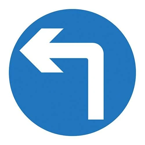 V Safety Left Turn Ahead w/channel - 3 mm AlumComp RA1 Anti Graffiti - 600 x 600 mm Safety Sign