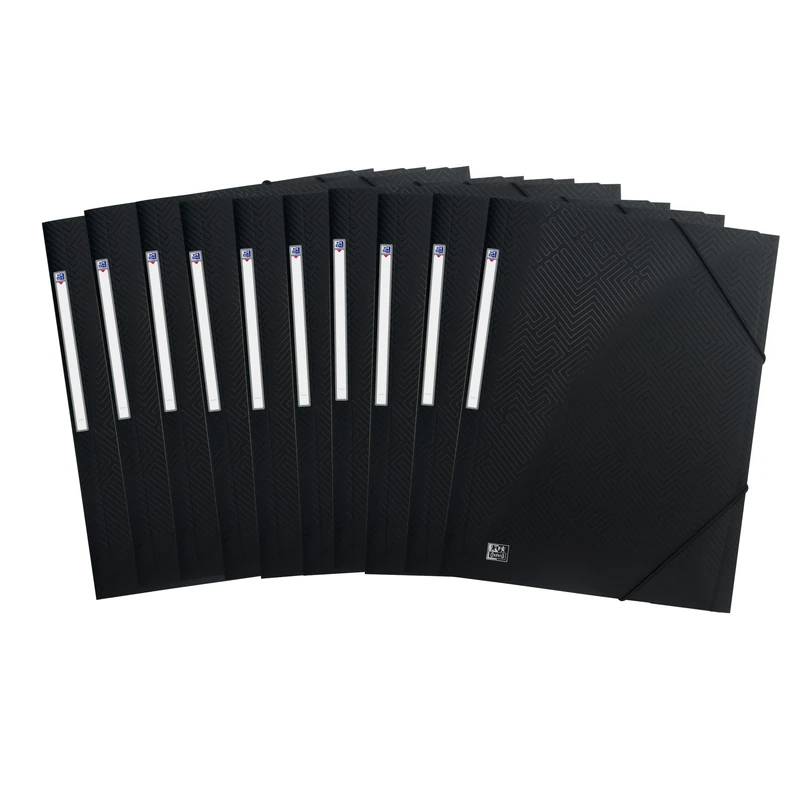 ELBA Urban 400104347 Folder with Elasticated Corners, Pack of 10, Plastic, DIN A4, Opaque Black, with 2 Elastic Straps, Document Folder, Ideal for Office and Mobile Organisation