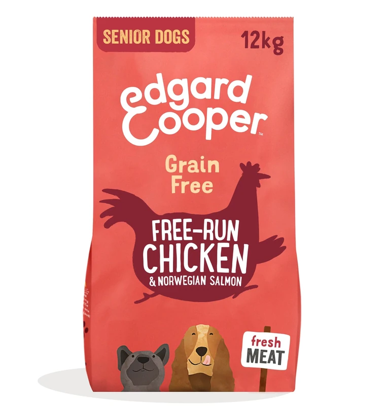 Edgard & Cooper Grain Free Dry Dog Food For Large Breed Senior Dogs (12kg), Fresh Chicken & Salmon, Glucosamine For Aging Joints, With Broccoli, Rosehip And Turmeric, Never Meat Meal