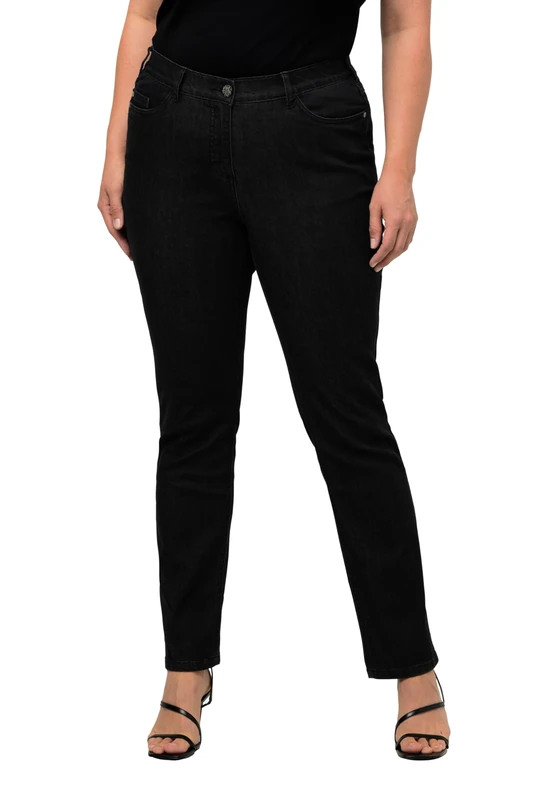 Ulla Popken Womenswear Plus Size Curvy Oversize Great Lengths Soft Sammy Fit Slim Leg Stretch Jeans Black 24 724597 11-50