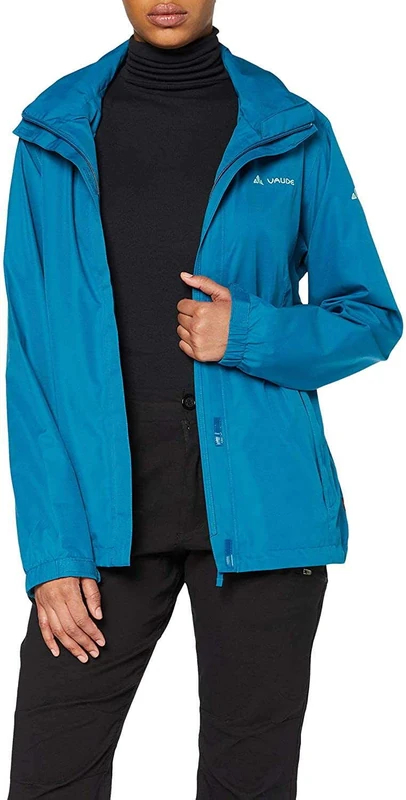 VAUDE Women's Escape Light rain jacket in blue, Waterproof Jacket Women, packable rain jacket with Hood, Climate-Friendly Windbreaker Jacket, M