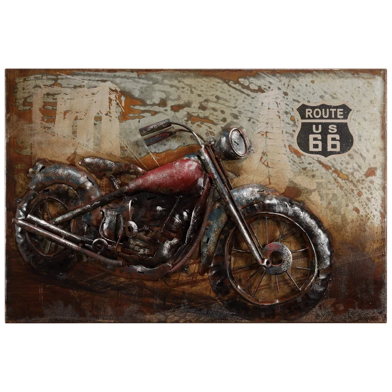 Empire Art Direct Motorcycle Iron Wall Art, 3D Metallic Hand Painted Sculpture,Ready to Hang,Living Room, Bedroom ＆ Office - Image 1