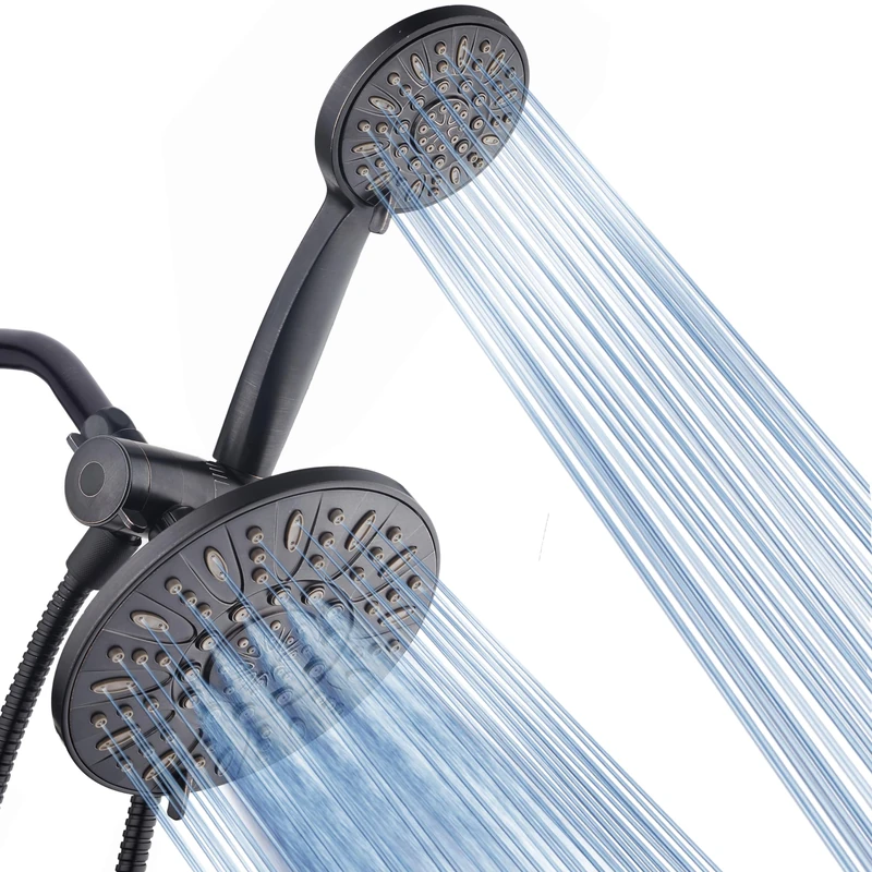 AquaDance 7" Premium High Pressure 3-Way Rainfall Combo with Stainless Steel Hose – Enjoy Luxurious 6-Setting Rain Shower Head and Hand Held Shower Separately or Together – Oil Rubbed Bronze Finish - Image 1