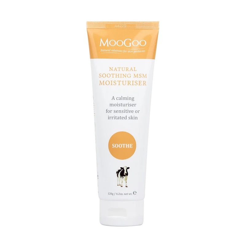 MooGoo Soothing MSM Moisturiser - Calming Face & Body Moisturiser for Sensitive, Red or Sunburnt, Irritated Skin Including Eczema, Psoriasis & Rosacea 120g / 4.2oz.