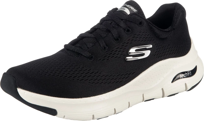 Skechers Women's Arch Fit Big Appeal Sneaker,Black Mesh / White Trim,6.5 UK