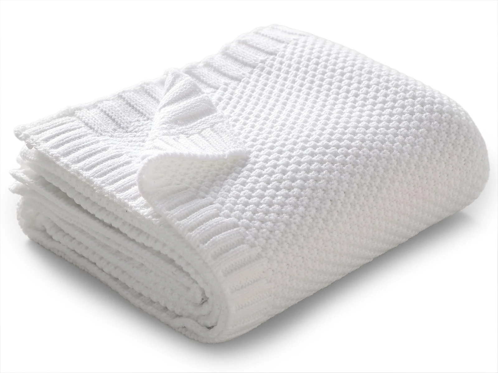 mimixiong Baby Boy Girl Soft Cozy Knitted Blanket Pram Cot Moses Basket Travel Baby Blankets, 80 x 100cm (White)