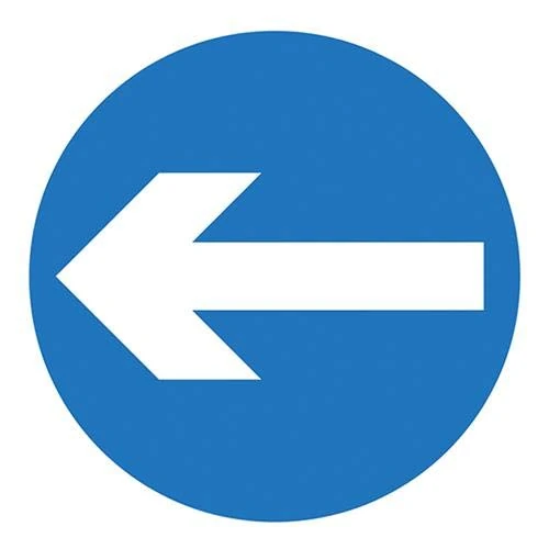 V Safety Arrow Left w/channel - 3 mm AlumComp RA1 Anti Graffiti - 600 x 600 mm Safety Sign