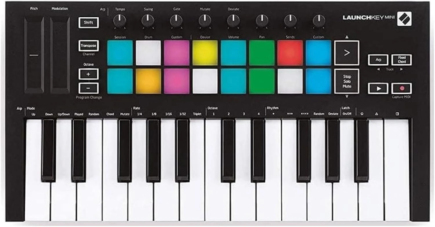 Novation Launchkey Mini [MK3] — Portable 25-Key, USB, MIDI Keyboard Controller with DAW Integration. Fixed Chord Mode and Arpeggiator — for Music Production