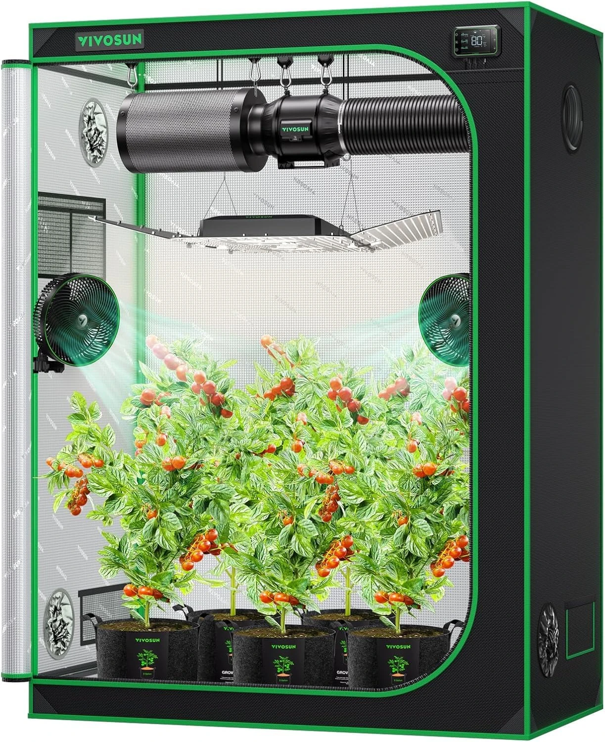 VIVOSUN S538 5x2 Grow Tent, 150x80x200cm High Reflective Mylar with Observation Window and Floor Tray for Hydroponics Indoor Plant for VS2000/VSF4300