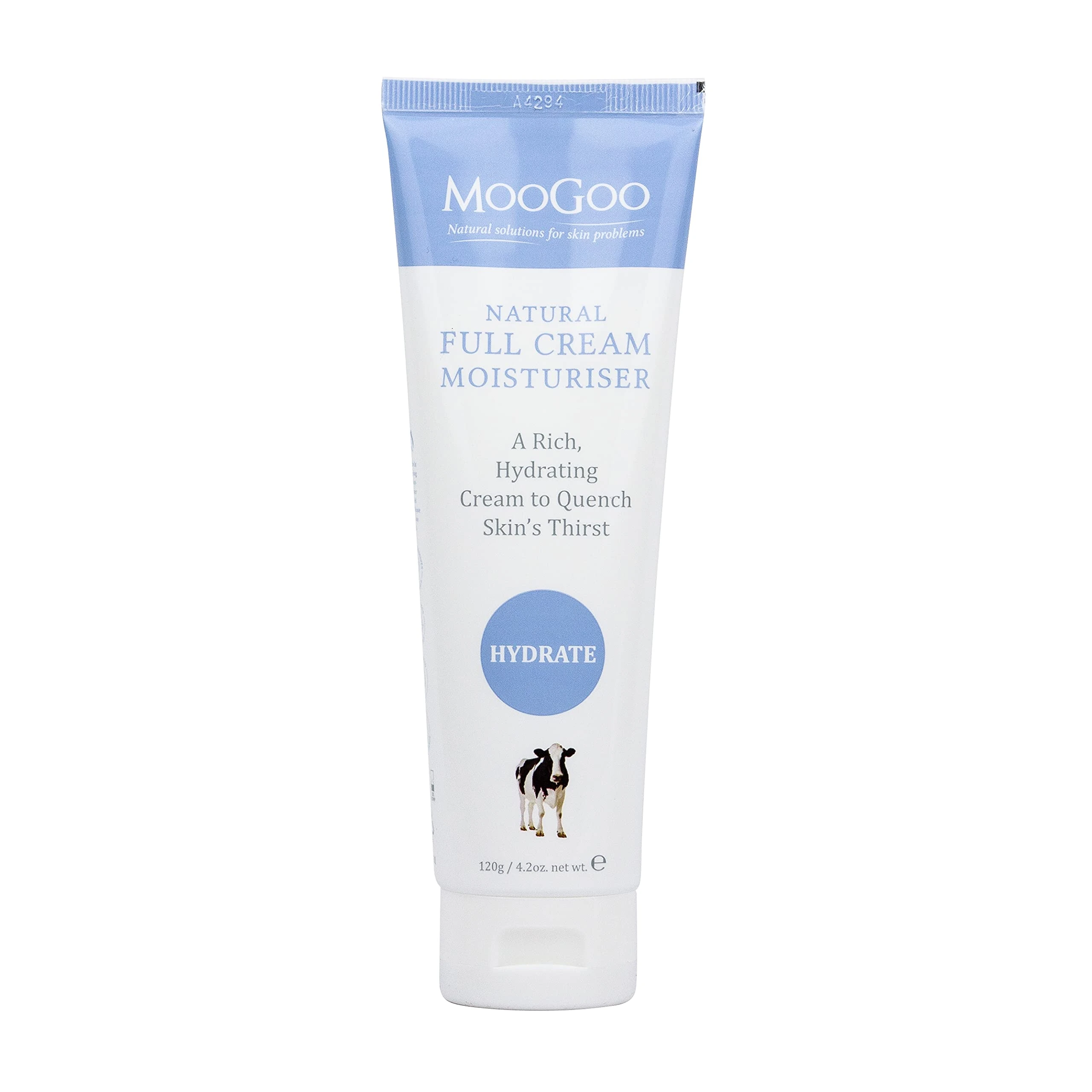MooGoo Natural Full Cream Moisturiser - Ultra-Hydrating Repair for Dry, Itchy, Sensitive Skin - Suitable for Face, Body & All Ages, 120g/4.2oz.