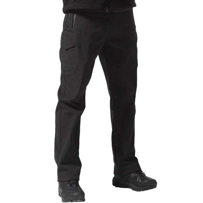 FREE SOLDIER Walking Trousers for Men Winter Waterproof Trousers Outdoor Hiking Trousers Softshell Thermal Fleece Lined Overtrousers (Black,34 Tall) - Image 1