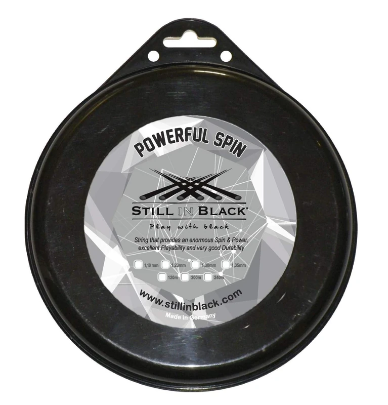 Still in Black Powerful Spin Unisex Tennis String, unisex, SIB4POWERFULSPINS118, silver, 1,18 mm