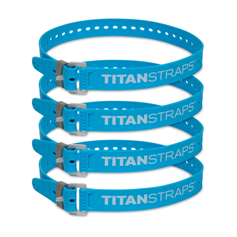 Titan Industrial Straps - Safety Strap Set to Secure Splits, Cargo Bikes, Garden Hoses, Wood Working Projects - 70 lb. Working Load, 30" Length, Fluoro Blue, 4-Pack