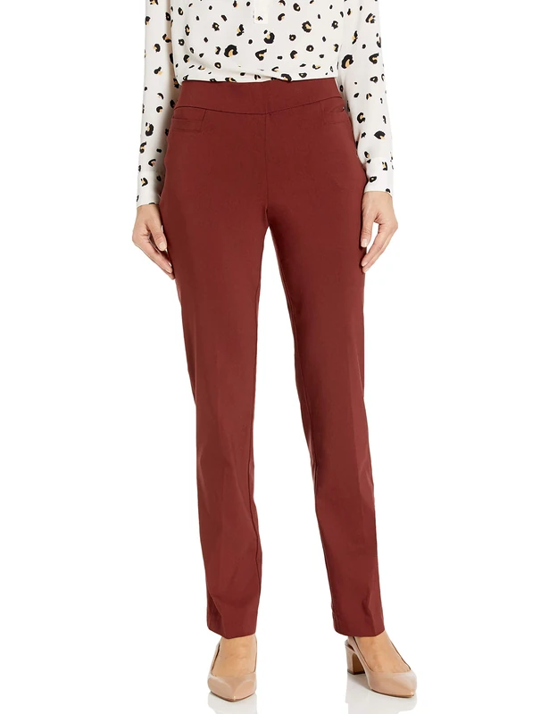 Briggs New York Women's Super Stretch Millennium Welt Pocket Pull On Career Pant Underpants, Brown (Rust), 18