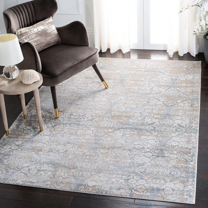 Safavieh Traditional Indoor Woven Rectangle Area Rug, Isabella Collection, ISA958, in Silver / Ivory, 91 X 152 cm for Living Room, Bedroom or Any Indoor Space