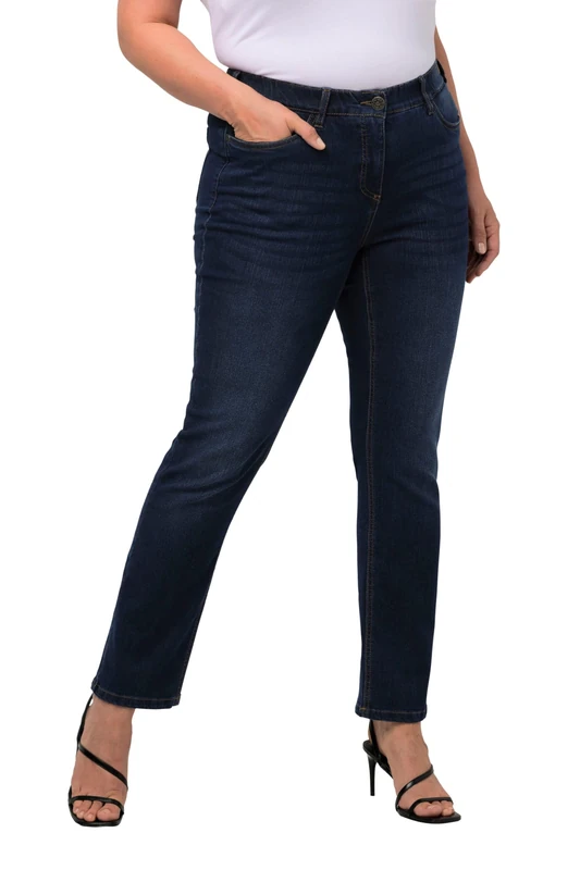 Ulla Popken Womenswear Plus Size Curvy Oversize Great Lengths Soft Sammy Fit Slim Leg Stretch Jeans Blue Denim 24 724597 92-50