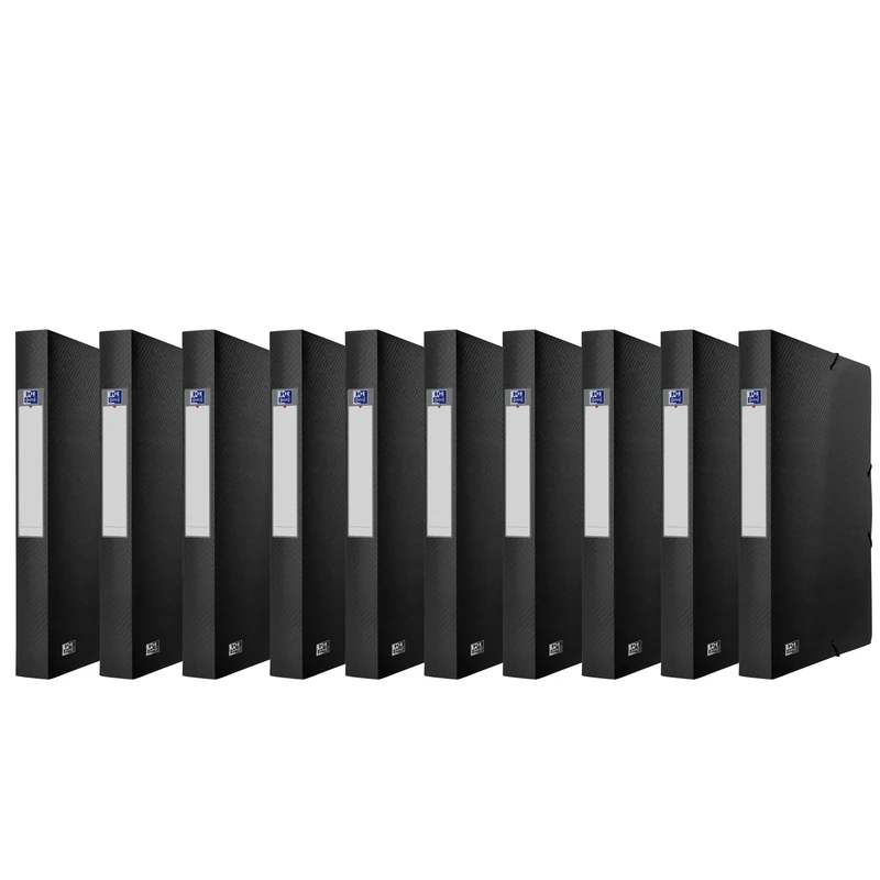 Oxford 10 x A4 Black Plastic Box Spine Width 4 cm