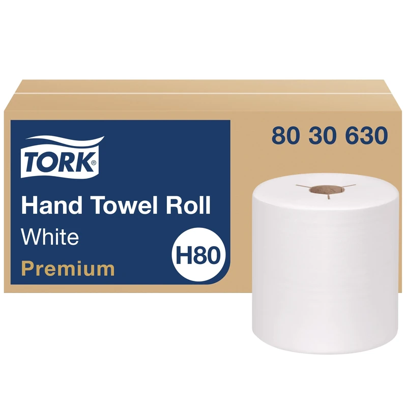 Tork 8030630 Premium Paper Hand Towel Roll, Y Notch, 1-Ply, 8.0" Width x 600' Lenth, White (Case of 6 Rolls, 600 Feet per Roll, 3,600 Feet per Case)