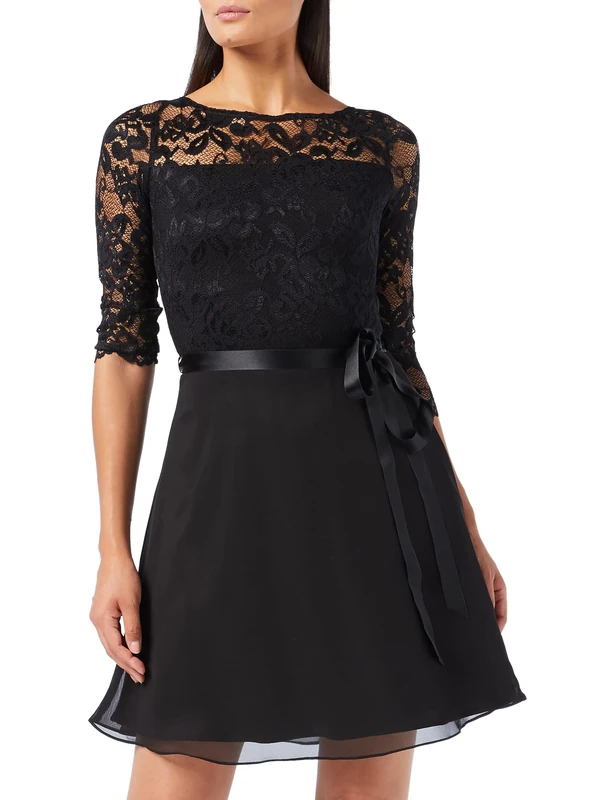 Evening Jive Women's 005333-81 3/4 Sleeve Wedding Dresses, Black (Black), 14 (Manufacturer Size:L)