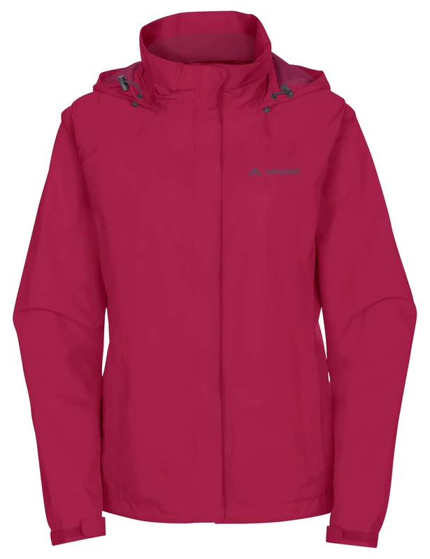 VAUDE Women's Rain Jacket Escape Bike Light crimson red, waterproof outdoor jacket, breathable biking jacket with hood, eco-friendly hiking jacket, 50