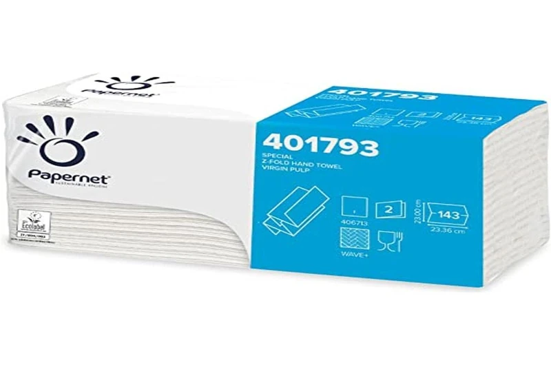 Papernet - Z Folded Paper Towels (401793), 20 Packs of 143 Pure Cellulose Paper Tissues, Reduces the Proliferation of Germs and Bacteria on Hands, 2 Ply, Folded Size 23.4 x 9.5cm
